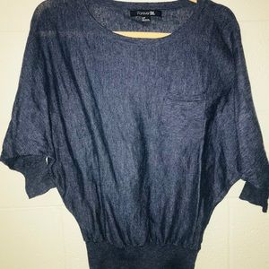 Navy crop top blouse